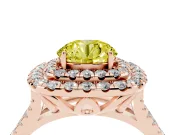 Round Halo Split Shank Engagement Ring Setting for a Fancy Yellow Lab-Grown Diamond | Pavé Strands | Rose Gold