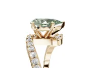 Pear-Shaped Bypass Pavé Engagement Ring Setting for a Fancy Green Lab-Grown Diamond | Yellow Gold