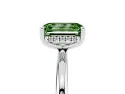 Emerald Cut Micro-Prong Hidden Halo Engagement Ring Setting for a Fancy Green Lab-Grown Diamond | Plain Band | Platinum