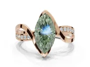 Marquise Bypass Solitaire Engagement Ring Setting for a Fancy Green Lab-Grown Diamond | Pavé Strands | Rose Gold