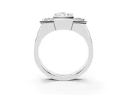 Radiant Cut Channel-Set Three Stone Engagement Ring Setting | Wide Flat Band | White Gold