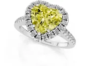 Heart-Shaped Raised Halo Engagement Ring Setting for a Fancy Yellow Lab-Grown Diamond | White Gold