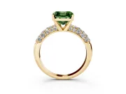 Asscher Cut Multi Row Pave Engagement Ring Setting for a Fancy Green Lab-Grown Diamond | Yellow Gold