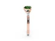 Heart-Shaped Three Stone Engagement Ring Setting for a Fancy Green Lab-Grown Diamond | Tapered Baguettes | Rose Gold