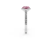 Round Halo Pavé Engagement Ring Setting for a Fancy Pink Lab-Grown Diamond | Platinum