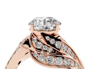 Round Bypass Hidden Halo Engagement Ring Setting | Graduated Pavé | Rose Gold