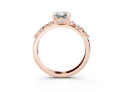 Radiant Cut Diamond Cluster Solitaire Ring Set in Rose gold with Prong Setting