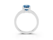 Fancy Blue Radiant Cut Diamond Solitaire Ring Set in Silver with Prong Head and Smooth Polished Band