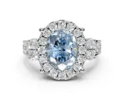 Oval Halo Engagement Ring Setting for a Fancy Blue Lab-Grown Diamond | Graduated Channel Band | Sterling Silver