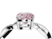 Cushion Cut Twisted Pavé Solitaire Engagement Ring Setting for a Fancy Pink Lab-Grown Diamond | Open Basket | White Gold