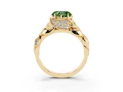 Heart-Shaped Leaf Bypass Engagement Ring Setting for a Fancy Green Lab-Grown Diamond | Yellow Gold