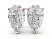 Pear-Shaped Lab-Grown Diamond Solitaire Basket Stud Earrings | Open Gallery | Rose Gold