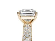 Asscher Cut Pavé Solitaire Engagement Ring Setting | Domed Pavé Band | Yellow Gold