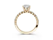 Cushion Cut Pavé Solitaire Engagement Ring Setting | Alternating Accents | Yellow Gold