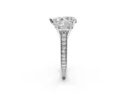Pear-Shaped Vintage Three Stone Engagement Ring Setting | Graduated Pavé | Sterling Silver