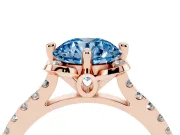 Round Floral Engagement Ring Setting for a Fancy Blue Lab-Grown Diamond | Pavé Band | Rose Gold