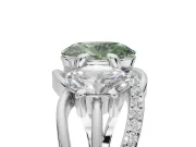 Oval Three Stone Engagement Ring Setting for a Fancy Green Lab-Grown Diamond | Pavé Split Shank | Sterling Silver