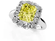 Radiant Cut Cluster Halo Engagement Ring Setting for a Fancy Yellow Lab-Grown Diamond | Large Round Accents | Platinum