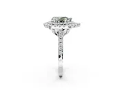Fancy Green Pear-Shaped Lab-Grown Diamond Double Halo Statement Ring Set in Platinum with Pavé Band