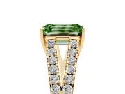 Emerald Cut Graduated Split Shank Engagement Ring Setting for a Fancy Green Lab-Grown Diamond | Yellow Gold