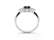 Radiant Cut Cluster Engagement Ring Setting for a Black Center | Beaded Edges | Sterling Silver
