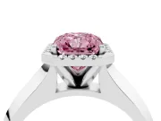 Radiant Cut Knife-Edge Halo Engagement Ring Setting for a Fancy Pink Lab-Grown Diamond | White Gold