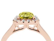 Emerald Cut Halo Engagement Ring Setting for a Fancy Yellow Lab-Grown Diamond | Flat Tapered Band | Rose Gold