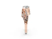 Round Bypass Hidden Halo Engagement Ring Setting | Graduated Pavé | Rose Gold