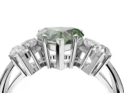 Heart-Shaped 3 Stone Engagement Ring Setting for a Fancy Green Lab-Grown Diamond | Sterling Silver - Design NV-24895