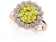 Round Scalloped Cluster Halo Engagement Ring Setting for a Fancy Yellow Lab-Grown Diamond | Plain Band | Rose Gold