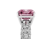 Asscher Cut Close Set Pave Engagement Ring Setting for a Fancy Pink Lab-Grown Diamond | Multi Row | Sterling Silver