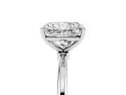Radiant Cut Diamond Solitaire Engagement Ring Set in Silver with Thin Band and Prong Setting