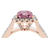 Radiant Cut Pavé Engagement Ring Setting for a Fancy Pink Lab-Grown Diamond | Wide Three-Row Band | Rose Gold