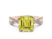 Asscher Cut Twisted Pave Engagement Ring Setting for a Fancy Yellow Lab-Grown Diamond | Split Shank | Rose Gold