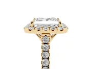 Princess Cut Raised Halo Engagement Ring Setting | Pave Band | Yellow Gold