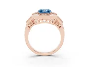 Fancy Blue Asscher Cut Diamond Milgrain Halo Ring Set in Rose gold with Split Shank