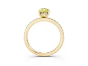Fancy Yellow Pear Cut Diamond Pavé Band Ring Set in Yellow gold with Prong-Set Center Stone