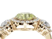 Round Three Stone Halo Engagement Ring Setting for a Fancy Yellow Lab-Grown Diamond | Yellow Gold