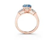 Heart-Shaped 3-Stone Engagement Ring Setting for a Fancy Blue Lab-Grown Diamond | Rose Gold