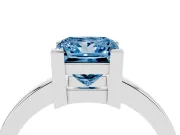 Fancy Blue Princess Cut Diamond Solitaire Ring Set in White gold with Prong Head and Smooth Polished Band