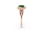 Heart-Shaped Halo Engagement Ring Setting for a Fancy Green Lab-Grown Diamond | Filigree Shoulders | Rose Gold
