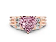 Heart-Shaped Bar-Set Engagement Ring Setting for a Fancy Pink Lab-Grown Diamond | Rose Gold