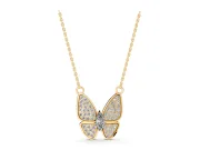 Marquise Lab-Grown Diamond Pavé Butterfly Pendant Necklace | Four Wings | Yellow Gold