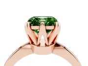 Fancy Green Asscher Cut Diamond Solitaire Engagement Ring Set in Rose gold with Slim Tapered Solitaire Band