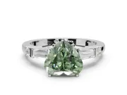 Heart-Shaped Tapered Baguette Engagement Ring Setting for a Fancy Green Lab-Grown Diamond | Platinum