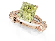 Radiant Cut Vintage Engagement Ring Setting for a Fancy Yellow Lab-Grown Diamond | Graduated Stations | Rose Gold