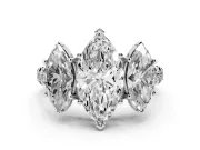 Marquise Three Stone Engagement Ring Setting | Accented Shoulders | Sterling Silver
