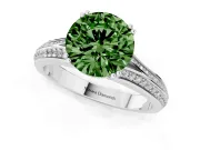 Round Split Shank Engagement Ring Setting for a Fancy Green Lab-Grown Diamond | White Gold