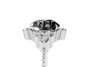 Round Vintage Cluster Engagement Ring Setting for a Black Center | Beaded Edges | White Gold