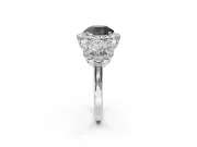 Round Three Stone Halo Engagement Ring Setting for a Black Center | Sterling Silver